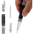 thumbnail image 4 of QUETO Automatic Center Punch Black Steel Spring Loaded Center Hole Punch Metal Punch Center Punch Metal Hand Tool For Metal Or Wood With 2 Replacement Tips, 4 of 5