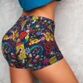 thumbnail image 2 of KLL Rock Music Pattern Workout Shorts for Women Scrunch Short Gym Yoga Running Sport Active Exercise Fitness Shorts, 2 of 5