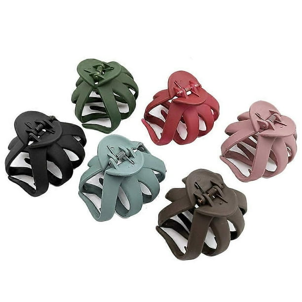 Set of 6 Medium Hair Claw Clips No-Slip Grip Octopus Jaw Clips Matte Thick Hair Clips, Women Girl Daily Hairstyle Accessories