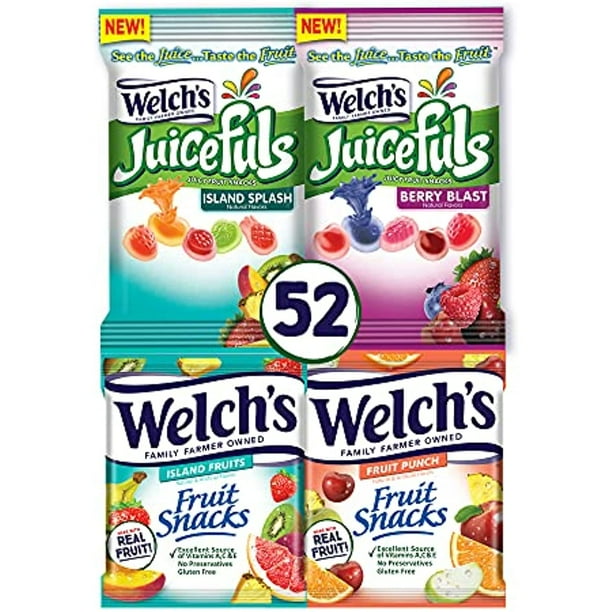 Welchs Fruit Snacks Combo Variety Pack, Juicefuls Berry Blast & Island Splash Juicy Fruit