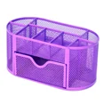 thumbnail image 3 of Mesh Pen Holder Desk Organizer Filing System Pen Holder Office Equipment Storage Box (Purple), 3 of 4