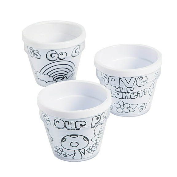 Color Your Own Earth Day Artist Flowerpots - 12 Pieces