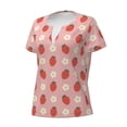 thumbnail image 5 of Fuzoiu Strawberry Print Women's V-Neck T-Shirt,Women's Short Sleeve Top, Comfortable for Work, Leisure, and Sports, 5 of 7