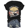 thumbnail image 1 of Women's "COUNTRY ROADS Take Me Home" Graphic Tee - Red Short Sleeve Crew Neck, Casual Top with Sunrise & Floral Print Design, Machine Washable, Casual Wear|Graphic Tshirt|Stretchy Material, 1 of 6