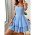 thumbnail image 5 of Women’s Light Blue Thin Strap Mini Dress – Layered Backless Bow Summer Party Dress, Sweet & Sexy Style, Plus Size Available, 5 of 11