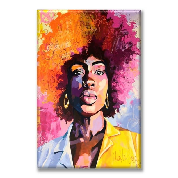 Cuadro Canvas listo para Colgar Pixtreats tipo galería Mujer Manchas de pintura 50X75 cm