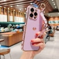 thumbnail image 4 of Owlwon Compatible with iPhone 13 Pro Max Case with Strap, Luxury, Soft TPU Shockproof, Heart Phone Case with Kickstand for Girls Women, Purple, 4 of 7