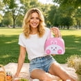 thumbnail image 3 of Lunch Bag, Large Capacity Cartoon Insulated Thermal Cooler Handheld Bento Box for Women Work Office Picnic Travel Outdoor Lightweight Reusable Food Container 9.06x5.12x7.48in Pink, 3 of 5