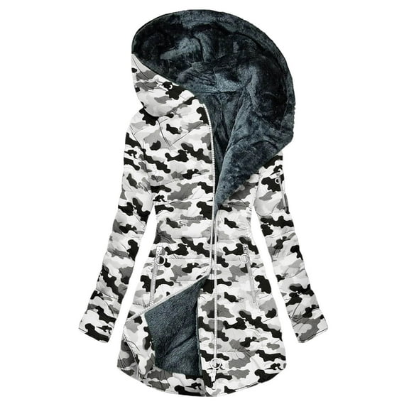 Itsame Women Fleece Puffer Jackets Hood Winter Coats New Solid Color Casual Cotton for Women Waterproof Jacket Multicolor Size 5XL