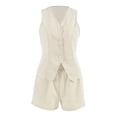 thumbnail image 6 of ibiyuan 2 Piece Sets for Women Summer Fashion 2026 Button V Neck Vest Tops High Waist Shorts Business Casual Outfits, 6 of 7