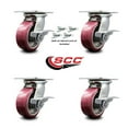 thumbnail image 2 of 5 Inch Poly on Aluminum Caster Set with Roller Bearings and Brakes/Swivel Locks, 2 of 2