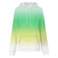 thumbnail image 3 of Wang6 Plus Size Hoodies Dress for Womens Loose Fit Gradient Hooded Pullovers Sweatshirts Trendy Drawstrings Fall Long Sleeve V Neck Tops with Pocket Light Yellow XL, 3 of 4