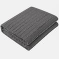 thumbnail image 1 of Cotton Blanket Soft Warm Cable Knit Throw Home Bedding Blankets Grey 50"x60", 1 of 8