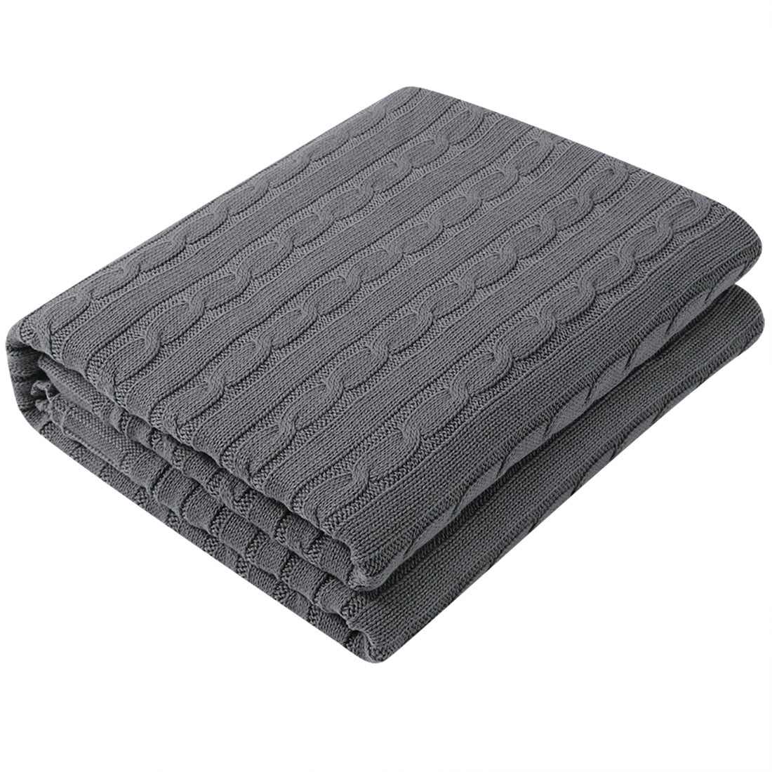 Unique Bargains Weighted Cotton Blanket Soft Warm Cable Knit Throw Home