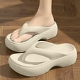 thumbnail image 2 of oqasdz Womens Slippers Summer Thick Sole Soft Non Slide Flip Flops Outdoor Beach Vacation Solid Color Slippers Casual Wear,White, 2 of 5