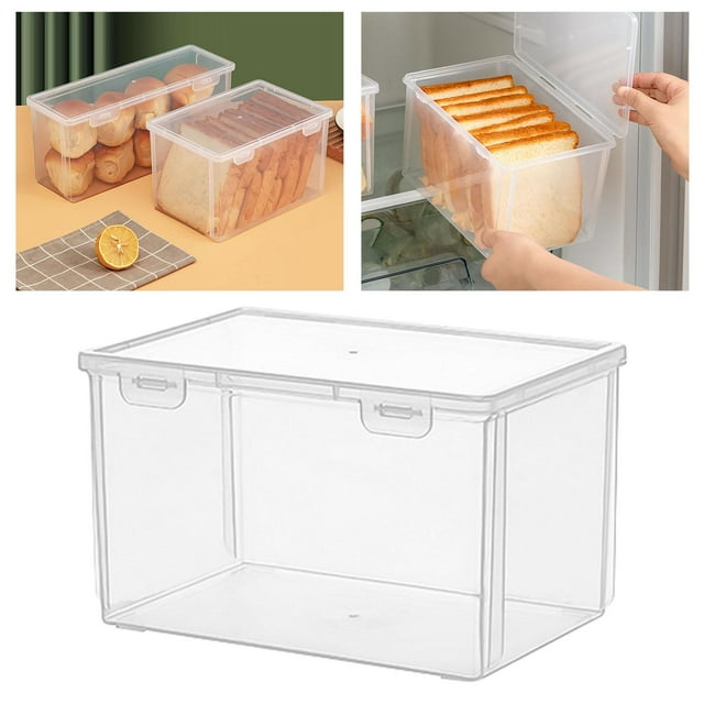 Transparent Bread Box Unbreakable Cake Boxes Bagel Muffins Vegetable Storage Bin 21.3x14.7x12.7cm