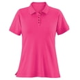 thumbnail image 2 of Collections Etc Ladies Soft Knit Button-Front Short Sleeve Polo Top Shirt - Black, White, Pink or Navy - Cotton, Polyester, 2 of 3
