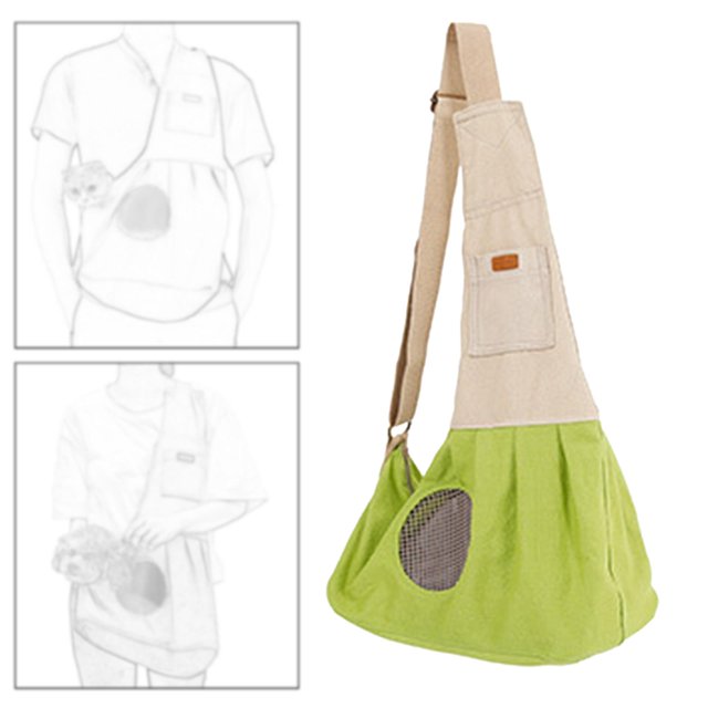 Bolso pequeño para perros y gatos Salvador portabebés de lado suave con correa para el hombro gancho de correa interno portátil malla transpirable Verde
