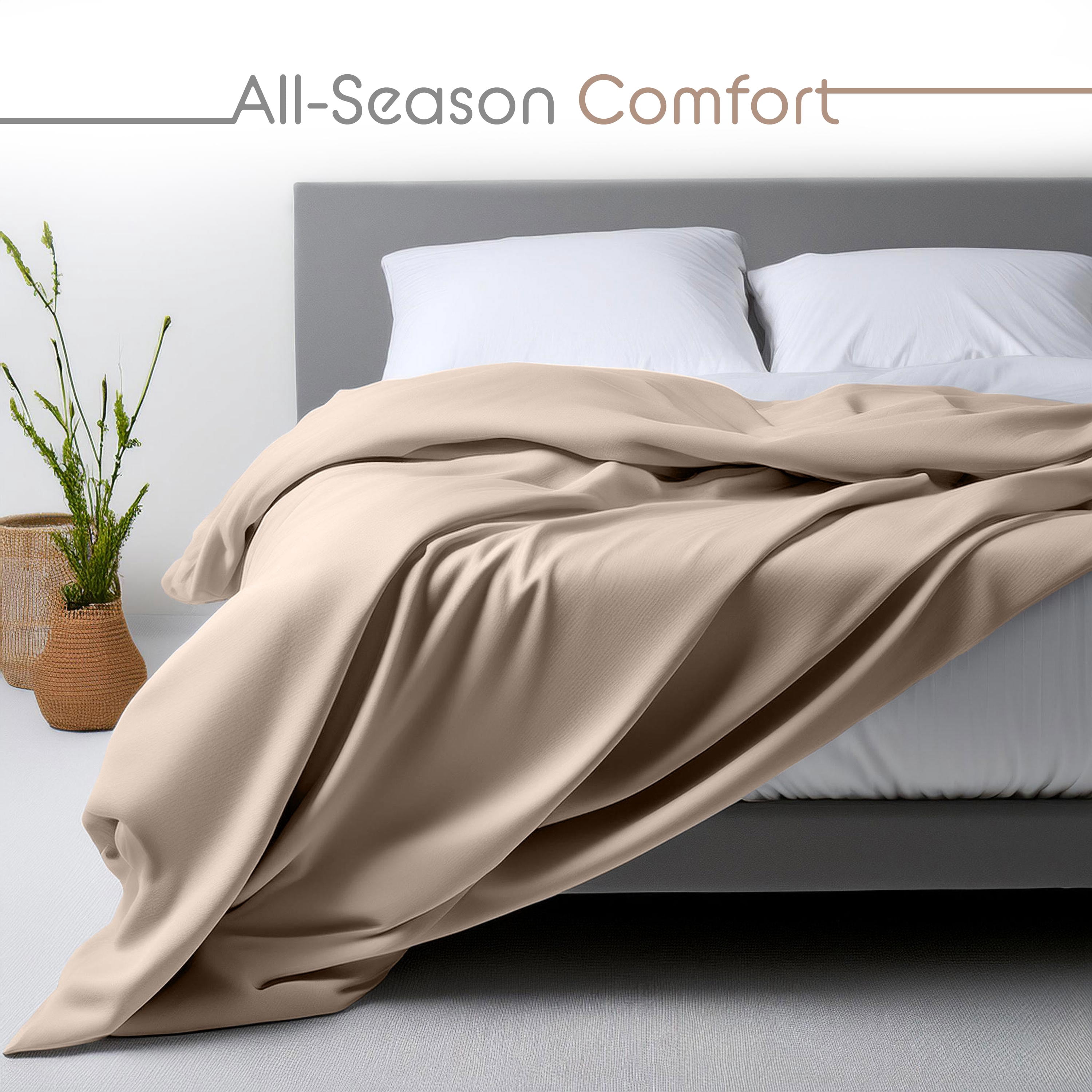 Vellux Jersey Knit 4-Piece King Sheet Set, Cotton Blend, Taupe