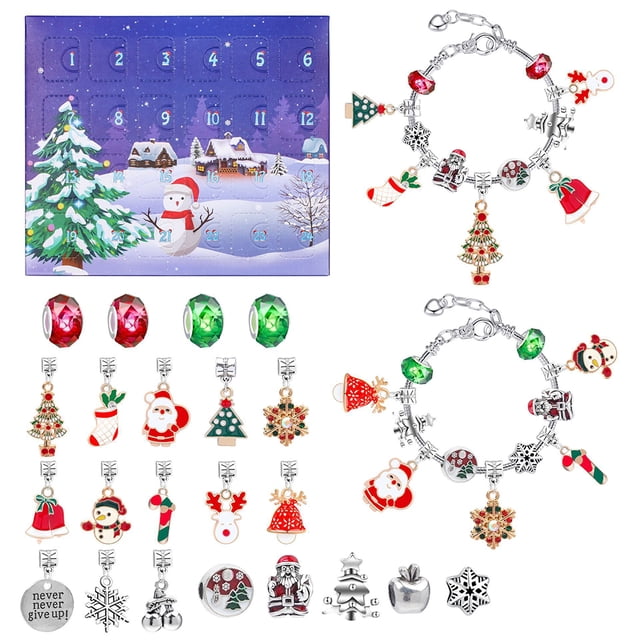 Bsvklp Juego Pulseras Con Calendario Adviento Navideño 24 Rejillas Regalo para Mujeres Niñas Y (D)