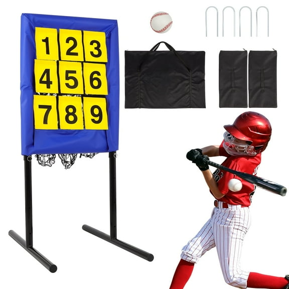Baseball Pitching Net with Strike Zone | The No Hitter Net 9 Hole Net | Strike Zone Target for Baseball & Softball Training (Bule)