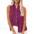thumbnail image 6 of Cqxid525 Women Clearance Women's Tanks & Camis Cotton Linen Shirts for Women Sleeveless Collared Tops Oversized Up Blouses Work Shirts Casual Summer Tshirt Lightweight Casual Tops, 6 of 9