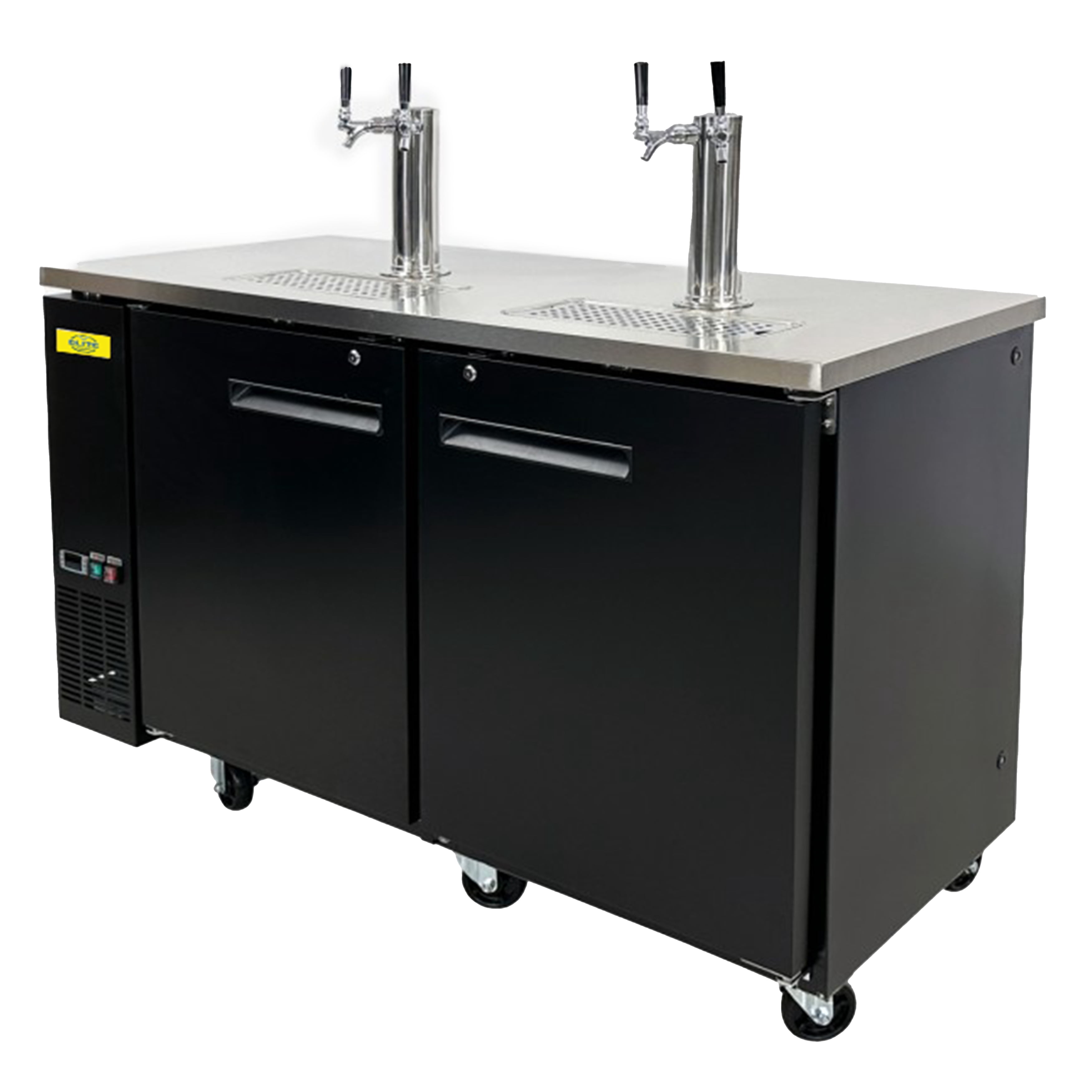 61 in. Commercial 4 Tap 2 Towers Kegerator Refrigerated Beer Dispenser 15 Cu.Ft. NSF Certified
