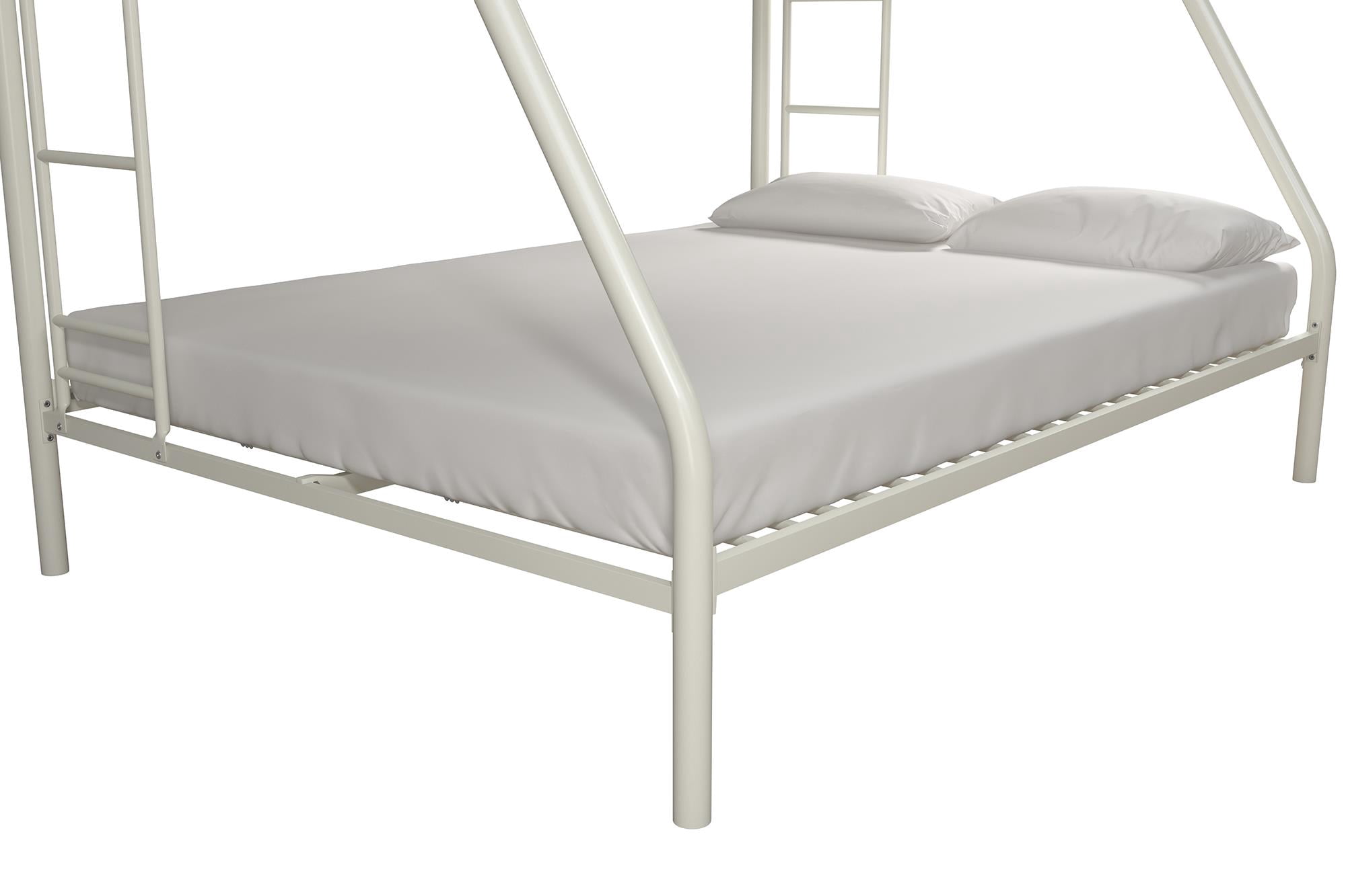 DHP Dusty Twin over Full Metal Bunk Bed with Secured Ladders, Off White