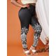 thumbnail image 1 of Jeggings Talla Extra Cintura Alta Delgado Estampado Floral Rosegal Leggings de talla grande, 1 of 5