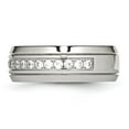 thumbnail image 5 of Auriga Fine Jewelry Stainless Steel Polished and Grooved with CZ 8 mm Half Round Band for Women Size 11.5, 5 of 6