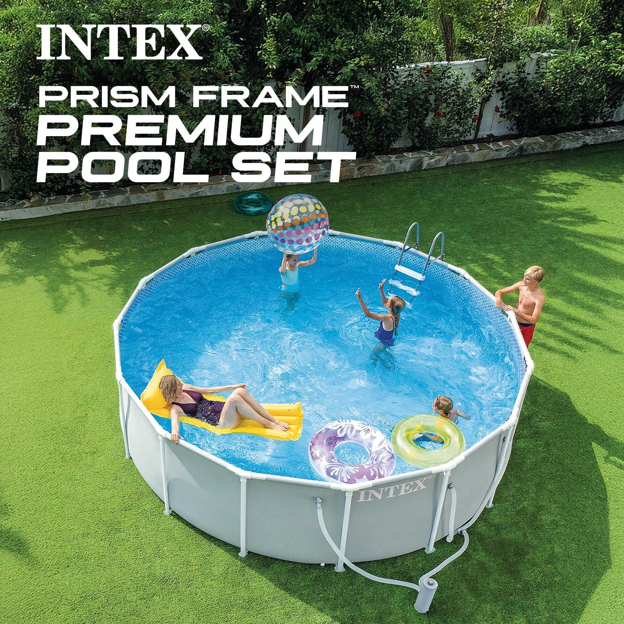 INTEX 26725EP Prism Frame 15'x48" Above Ground Pool w/ Pump, Ladder, Cover, Ground Cloth