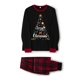 thumbnail image 4 of Pijamas navideños familiares a juego: camisetas de manga larga con estampado de letras y copos de nieve y pantalones a cuadros., 4 of 9