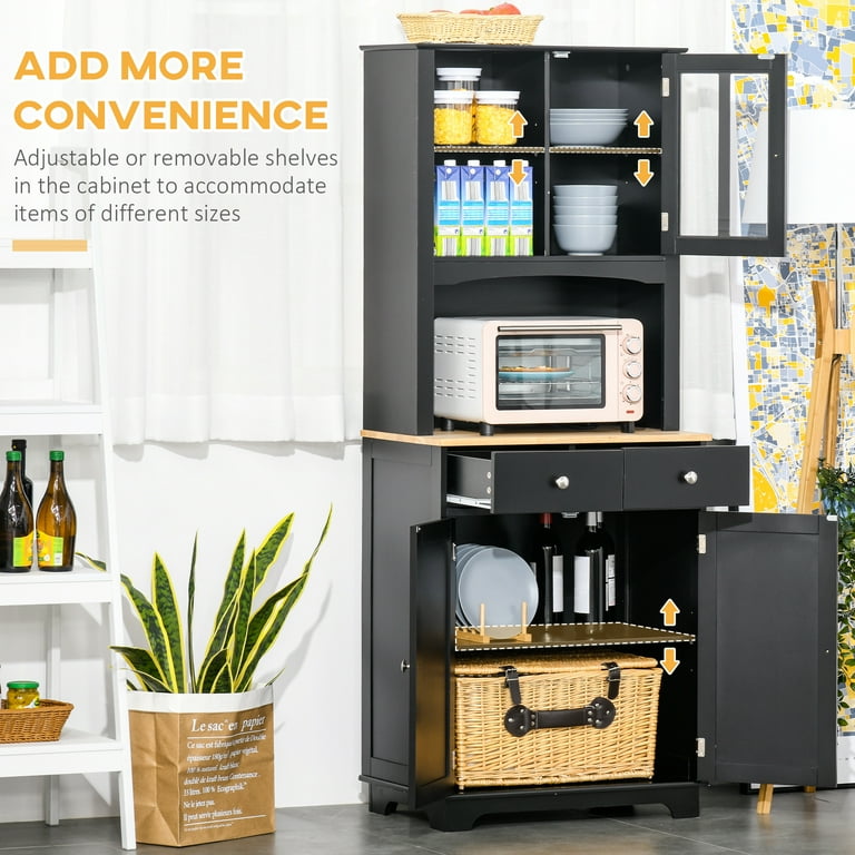 Homcom microwave storage pantry cheap cabinet
