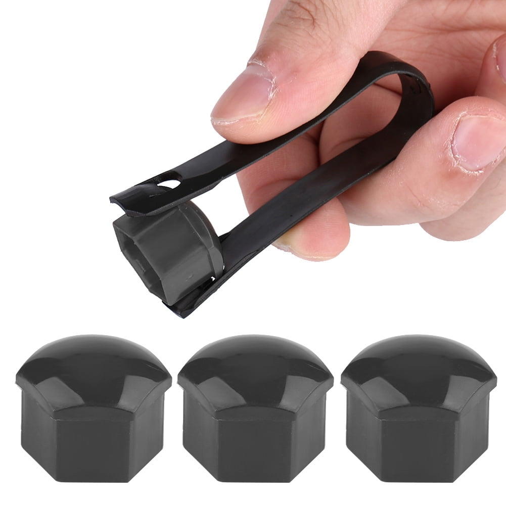 20pcs 17mm Nut Car Wheel Auto Hub Screw Protection Anti-theft Cover Cap for Audi Black Black
