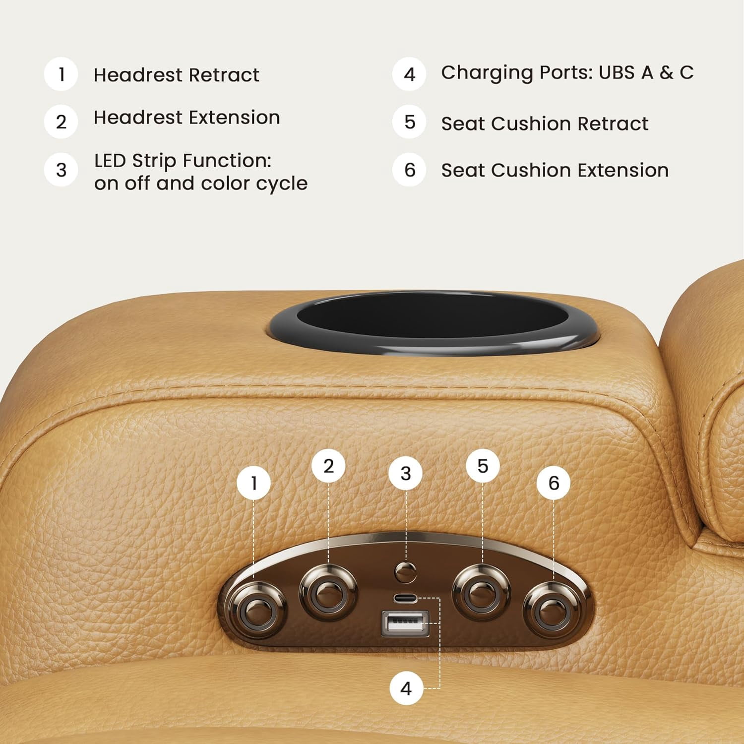 COLAMY Sereno Dual Motors Wall Hugger Power Recliner Chair with Power Headrest for Living Room, Home Theater Seating with Hidden Storage, Light Brown