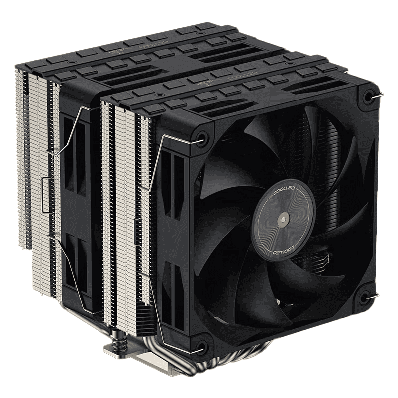 Coolleo  P60t Performance Edition CPU Air Cooler Dual-Tower 275w TDP 6 Copper Heatpipes FDB PWM Fan for  Inter:115X/1200/17XX/1851