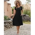 thumbnail image 4 of Zeagoo Summer Dresses for Women 2025 Casual Midi Dress A Line Pleated Sundress Short Sleeve Dress Flare Sundress, 4 of 10