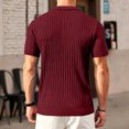 thumbnail image 4 of Boyscolos Men's Slim Fit Ribbed Knit Zipper Collar Muscle Polo Shirts, Stylish Short Sleeve Golf Casual Tees Wine 2XL, 4 of 4