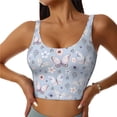 thumbnail image 1 of Balery Blue Butterfly Sujetadores deportivos con espalda cruzada para mujer, acolchados, sin costuras, de alto impacto, ideales para yoga, gimnasio, entrenamiento y fitness.-Medium, 1 of 8