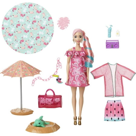 Barbie Color Reveal Foam! Doll, Watermelon Scent, 25 Surprises For Kids 3 Years Old & Up