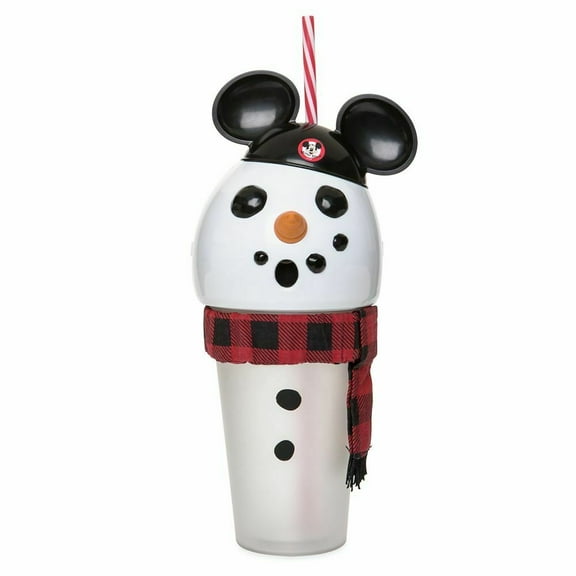 Disney Store Mickey Mouse Mouseketeer Snowman Light Up Tumbler Cup w/ Straw 16oz