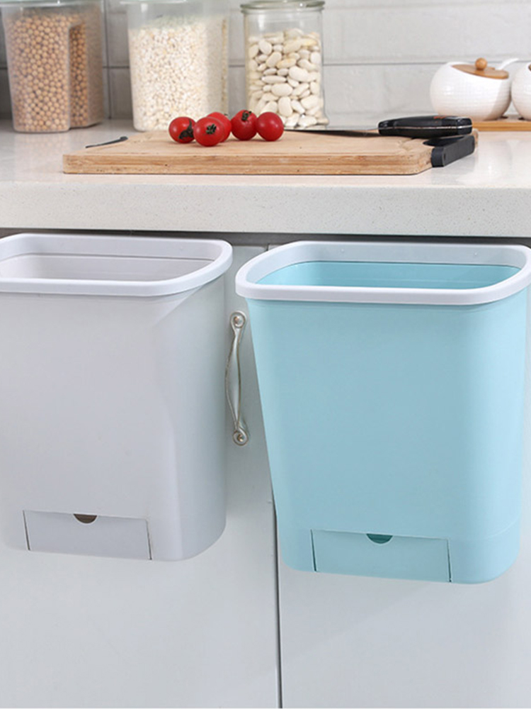 2L Hanging Trash Can Punchfree Kitchen Storage Bin Plastic Debris Can