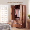 thumbnail image 4 of YDN Modern Arched Wardrobe Closet - 70" Wardrobe Closet Armoire with 2 Doors & Hanging Rod, Wooden Armoire Wardrobe Closet with Drawers Tall Armoires Storage Organizers for Bedroom,Elegant Finish, 4 of 9