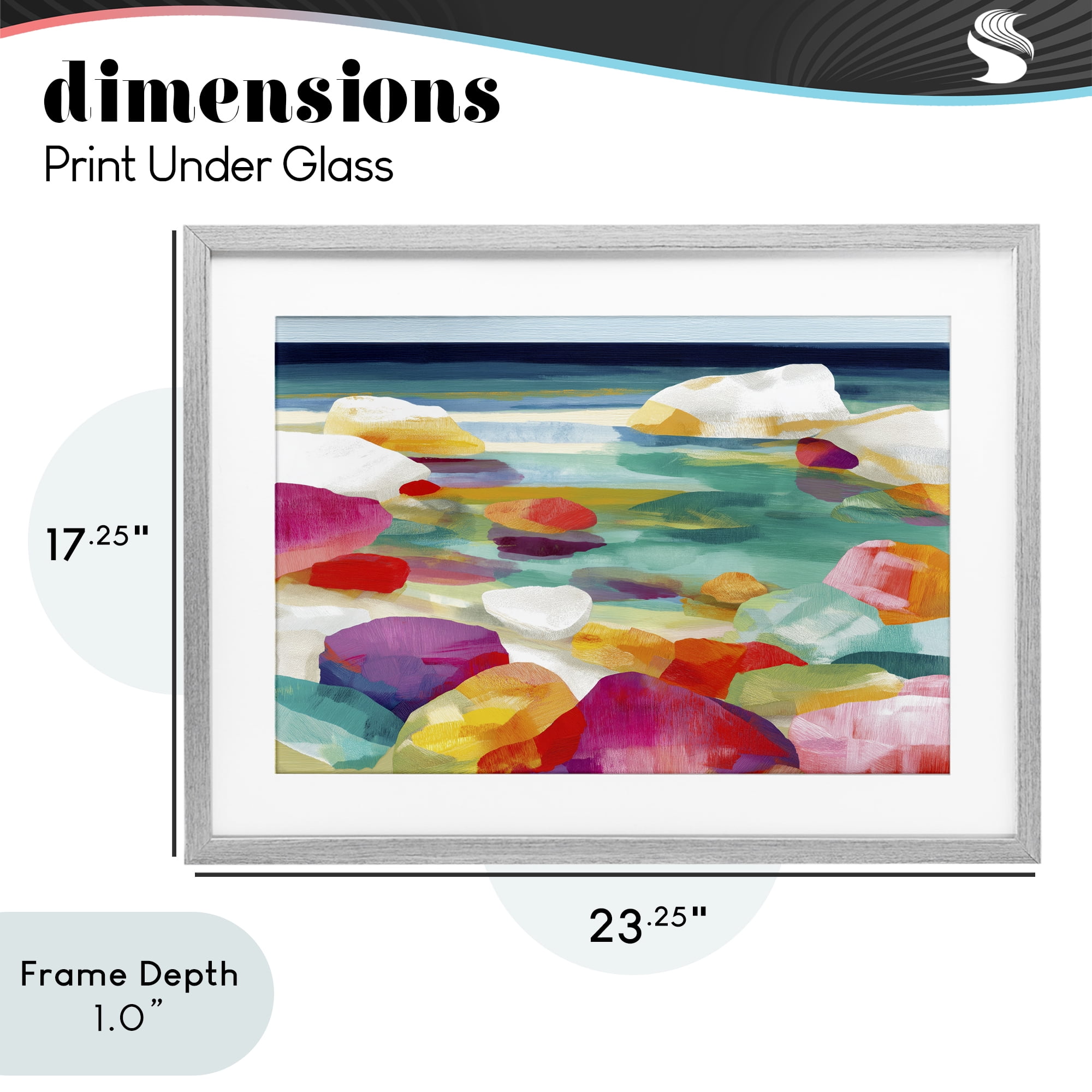 Stupell Industries Vivid Stones By The Shore Gray Framed Print Under Glass, design by Chromatic Storm Studio