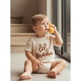 thumbnail image 6 of BemeyourBBs INewborn Baby Boy Little Brother Outfits Lil Brother Romper Summer Clothes Short Sleeve Letters Embroidery Waffle Knit Jumpsuit One Piece, 6 of 9