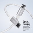 thumbnail image 4 of Powertek USB-C to USB-C Cable, Fast Charging Type-C Charger Cord, Durable Tangle-Resistant Sync Cable, White Glitter, 6FT, 4 of 7