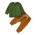 thumbnail image 1 of Gibobby Conjunto de sudadera para niña Conjunto de ropa de 2 piezas para niños pequeños, camisetas de manga larga de invierno, pantalones(Verde, 18-24 Meses), 1 of 5
