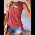 thumbnail image 4 of Camisetas Sin Mangas con Cuello en U para Mujer, Camisetas Informales de Verano con Botones Sueltos y Sin Mangas Tipo Henley Rosa S, 4 of 10