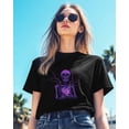 thumbnail image 3 of Abstract Skull Heart Womens Tshirt Graphic Tees Cotton Crew Neck T-Shirts, Casual Short Sleeve Shirts for Women Teen Girl Purple, 3 of 3