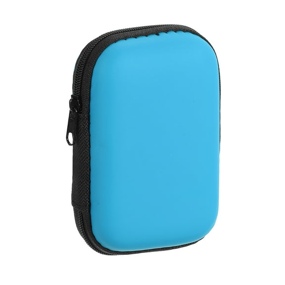 Uxcell Earbuds Cases, Wired Earphone Case Holder, EVA EarBuds Case Zipper Pouch Organizer Small with Mesh Pocket, Blue